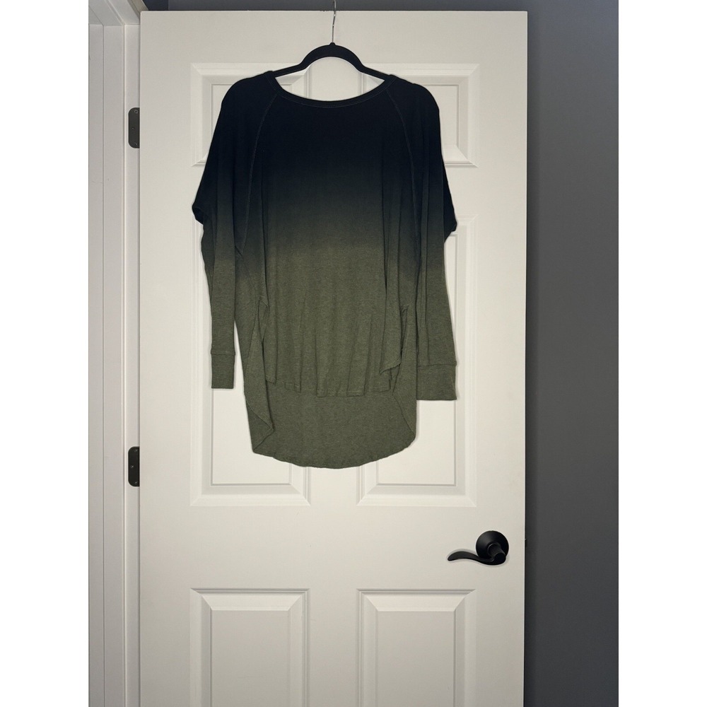 Bobi Los Angeles Ombré Tunic Long Sleeve Ribbed Drop Shoulder Top Small